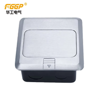 Kotak Soket Lantai Aluminium Alloy Tahan Air IP40 20A GFCI dengan 2 Outlet Port USB-C & USB-A Kabel 1.5m untuk Penggunaan Hunian AS/UK