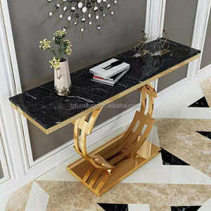 Mesa Consola Moderna de Metal con Base de Trípode y Tapa de Mármol, Mueble Contemporáneo para Entrada o Sala de Estar - Product Image 4