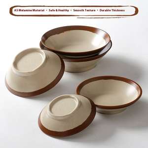 Juego de Vajilla de Melamina Marrón y Gris de Diseño <span class=keywords><strong>Retro</strong></span> Lujoso - Tazones de Melamina de Alta Calidad Aptos para Escuelas, Restaurantes y Hogares - Product Image 3