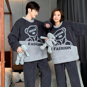 Pijamas de Navidad al Por Mayor para Familia, Pijamas a Juego para Parejas, Ropa de Dormir de Franela Cálida de Invierno para Enamorados - Product Image 6