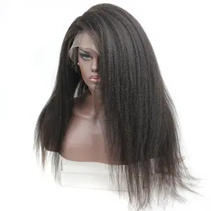 Grosir Kutikula Selaras Virgin Remy Italia Mentah Pra Pencabutan Yaki Keriting Lurus 360 HD Swiss Penuh Renda Frontal Rambut Manusia Wig