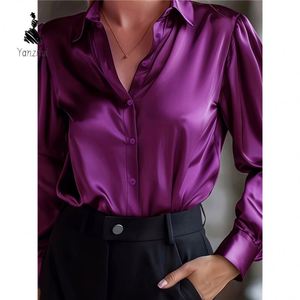 เสื้อเชิ้ตแขนยาวสีขาวหรูหราสำหรับผู้หญิง สวมใส่ได้ทุกวันในออฟฟิศ เสื้อท่อนบนสำหรับฤดูใบไม้ผลิ - Product Image 4