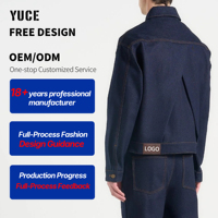 YUCE Nouvelle Arrivée Veste en jean vintage pour homme avec logo personnalisé, surpiqûres contrastées, délavage acide, style streetwear, vente en gros