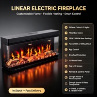 Cheminée électrique holographique ultra-réaliste moderne en métal autoportante de 1000 mm avec flamme LCD et télécommande pour maison et hôtel