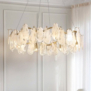 침실 허바튼 단조 조명을위한 현대 검은 Vitre 원형 LED 유리 반지 펜던트 샹들리에 공장 가격 - Product Image 5