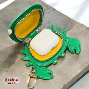Nueva funda de cuero con forma de cangrejo para auriculares AirPods Bluetooth, bolsa de almacenamiento con cremallera para llavero y accesorios. - Product Image 4