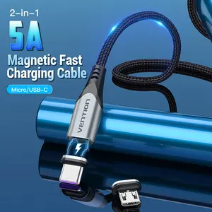 Vention 0.5M 1M 1.5M 2M 자기 마이크로 USB 케이블 고속 480mbps USB c 자기 충전 케이블 전화 자동차