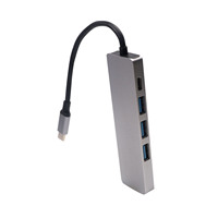 Hub Tipe C ke HD USB 3.1 5 in 1, adaptor 4K Thunderbolt 3 USB C Hub dengan pengisian daya Port PD 3 * USB 3.0 untuk Macbook Pro laptop