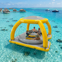 Île flottante gonflable de 3,3 m avec bar et auvent, radeau gonflable durable pour l'extérieur