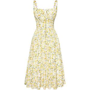 All'ingrosso <span class=keywords><strong>donna</strong></span> elegante abito da sole vittoriano Casual senza maniche senza spalline <span class=keywords><strong>abiti</strong></span> floreali per feste estive - Product Image 5