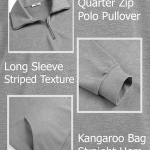 MOQ 50 Half <b>Zip</b> Sweatshirt Men's Quarter <b>Zip</b> <b>up</b> Long Sleeve Casual Polo Sweatshirt Slim Fit Mock Neck Sweaters with Pocket - Product Image 4