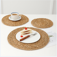 Lot de sets de table ronds en rotin tressé pour mariage, décoration de table, serviettes en tissu, anneaux de serviette en gros