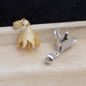 Pendentif de luxe en argent 925, grand chapeau couvrant la tête, cache-cernes, accessoires de bricolage et produit semi-fini pour bijoux en perles - JG5906 - Product Image 3