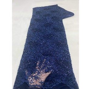 Nouveau Tissu en Dentelle Africaine de Haute Qualité Écologique de 5 Yards avec Broderies de Perles et Paillettes <span class=keywords><strong>Chantilly</strong></span> pour Robes Femme – <span class=keywords><strong>Prix</strong></span> de Gros - Product Image 5