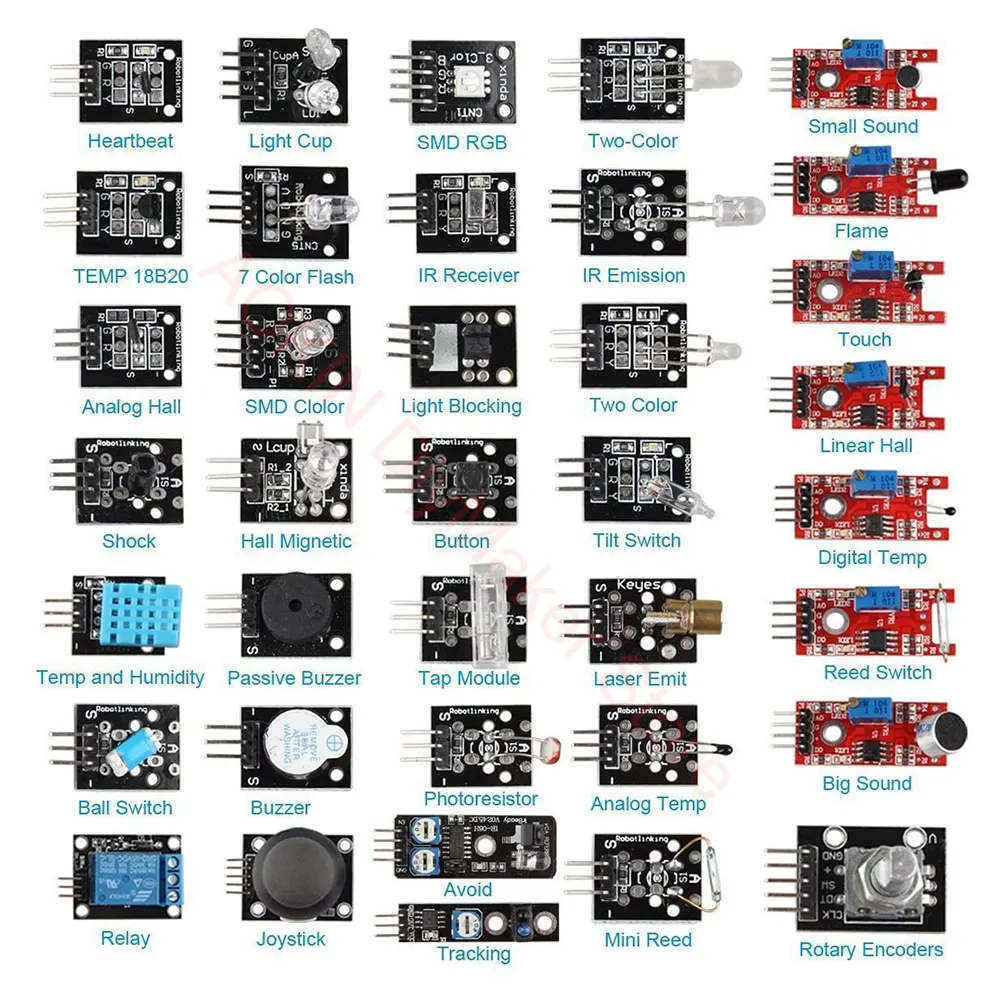 37 In 1โมดูลเซ็นเซอร์หุ่นยนต์โครงการชุดเริ่มต้นสำหรับ Ardu Raspberry Pi 37 In 1,สำหรับ DIY R3 MEGA2560