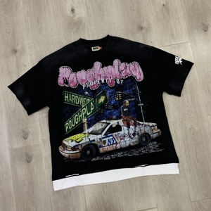 RoughPlay <strong>RockStar</strong> T-Shirt with Diamond Direct Spray Breathable Rhinestone Fashion Brand Short Sleeved Shirt - Product Image 5