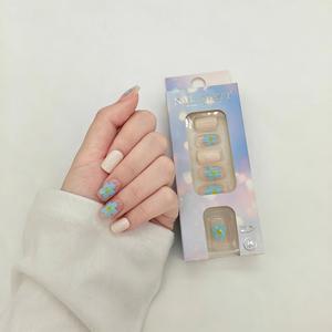 <span class=keywords><strong>Uñas</strong></span> Postizas Cortas Cuadradas con Diseño Floral en el Centro, <span class=keywords><strong>Color</strong></span> <span class=keywords><strong>Rosa</strong></span> Nude, <span class=keywords><strong>Azul</strong></span> <span class=keywords><strong>y</strong></span> Amarillo Margarita, Material ABS, Lindas <span class=keywords><strong>Uñas</strong></span> Postizas para Mujer, Salón de Belleza - Product Image 3