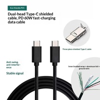 Kabel Pengisian Daya Cepat USB-C ke USB-C Berpelindung dengan Pengisian Cepat PD 60W dan Transfer Data, Bahan PVC