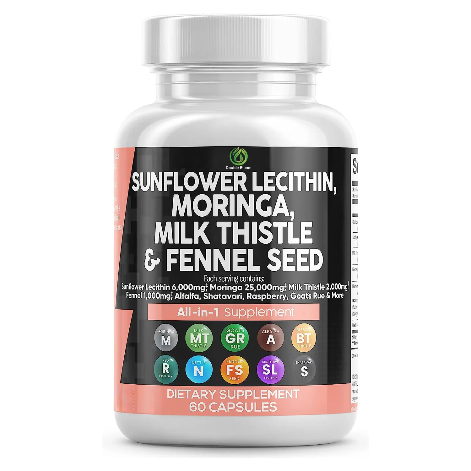 Private label Sunflower Lethicin,Moringa,milk Thistle&Fennel Seed Capsule.All-in-1 Supplement