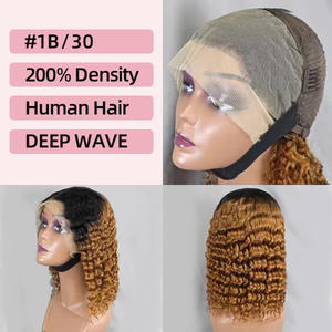 Perruques brésiliennes FYD DeepWave en cheveux vierges, <span class=keywords><strong>mi</strong></span>-longues, avec dentelle frontale, perruques bouclées en cheveux humains, perruques bob en cheveux humains pour femmes noires - Product Image 5