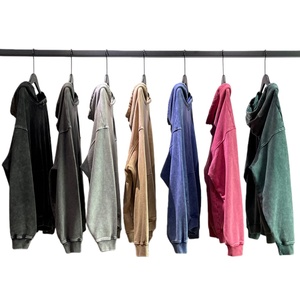 هودي فضفاض للجنسين من الصوف 420 جرام/متر مربع 100% قطن ثقيل الوزن بصباغة الشمع الكلاسيكية مع جيب - Product Image 4