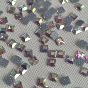 ZK Crystal AB Carré 3x3mm Diamant Forme Dos Plat Strass Manucure - Product Image 4