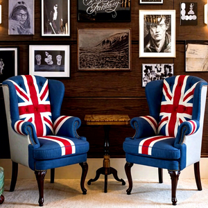 Sillón de tela al por mayor con respaldo de alas y botones, sillón de ocio <span class=keywords><strong>para</strong></span> el hogar con respaldo alto y brazos con la bandera de Inglaterra <span class=keywords><strong>para</strong></span> hotel - Product Image 3