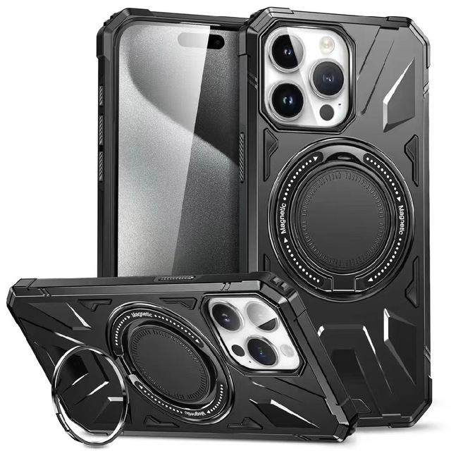 Shockproof Hard Protect Military-industrial Phone case for iPhone 16 15 Car Magnetic Ring Holder Kickstand Mobile Phone Cases