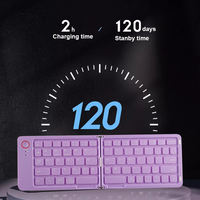 Mini Faltbare Bluetooth-Tastatur Tragbare Kabellose Tastatur für bis zu 3 Geräte Ultraflache Reise-Klapptastatur für iPhone iPad