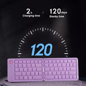 Mini Teclado Bluetooth Plegable, Portátil, Inalámbrico, Sincronización con hasta 3 Dispositivos, Ultrafino, Teclados Plegables de Viaje para iPhone y iPad - Product Image 3