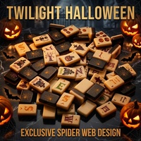 Nouveauté Halloween : Mini-jeu de Mahjong américain avec tuiles en acrylique à double face imprimées squelette et citrouille, approvisionnement en gros usine