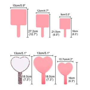 Miroir de poche carré personnalisé en plastique, format voyage, à une face, en forme de cœur, pour maquillage, avec étiquette privée, pour femmes - Product Image 5