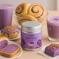OEM Marque personnalisée Poudre de patate douce violette de haute qualité 50g Boîte de fer Poudre d'igname ube violette
