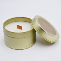 Bougie aromatique portable sans fumée à mèche en bois, parfum floral vanille naturel, avec couvercle, pour voyage et extérieur, marque privée OEM