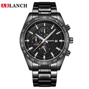 Montre chronographe à quartz pour homme, acier inoxydable, étanche, 3 cadrans, montre sport, style décontracté de luxe - Product Image 1