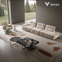 Sofá Cama Seccional Cuadrado Minimalista Moderno de Dos Plazas, Reclinable, Desmontable, Lavable, de Tela Chenille, Textura Suave y Densa, para Villa