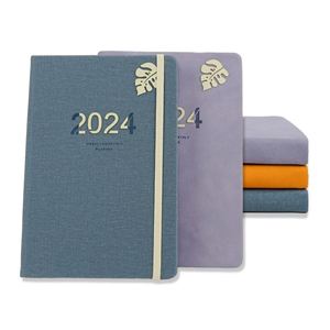 Agenda con Cubierta de PU 2025, Calendario, Papel Grueso, Diario con Páginas en Blanco y Rayadas, Cuaderno de Cuero PU Económico al por Mayor para Estudiantes - Product Image 3