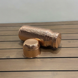 Custom Pure Copper Water Bottle with Copper Tumbler Cap Handmade Hammered Drinking Water <b>Storage</b> Bottle for Home Office and Trav - Product Image 1