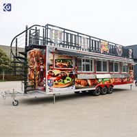 Camion de restauration mobile CAMPTRL Big Double Decker, pizza, glaces, barbecue, remorque alimentaire avec cuisine complète équipée, restaurant