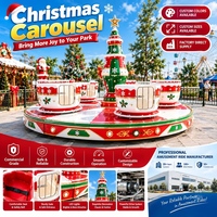 Manèges de Parc d'Attractions, Manèges de Fête Foraine, Manège Tasses à Café Rotatives Thème Noël, Manèges Tasses à Thé Rotatives Familiales
