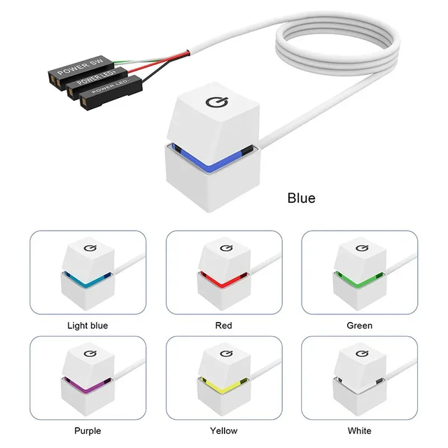Computer Desktop 2M Switch LED Lights PC Motherboard External Start Power On/Off Button Extension Cable for Home Office