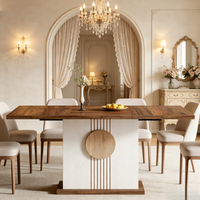 Table à manger rectangulaire en bois de style ferme vintage pour la maison, les appartements, les hôtels et les villas (4 places)