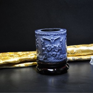 Porte-stylo en forme de tambour en cristal, thème La Cène, relief 3D, pour cadeaux d'église et d'affaires - Product Image 3