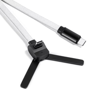 Support de téléphone portable 2-en-1 avec câble de données multifonction à charge rapide 60W et blindage tressé Type-C, avec support en alliage d'aluminium