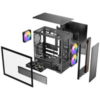 Gabinete de PC para Juegos de Torre Media con Ventilador, Vidrio Templado, Fuente de Alimentación y Sistema de Refrigeración Líquida