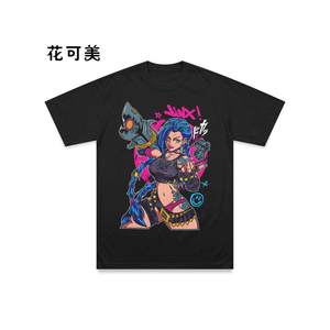 T-shirt Vintage Lavata con Stampa Anime Cartoon Unisex, Stile Europeo e Americano, in Puro Cotone, Manica Corta - Product Image 3