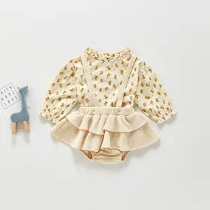New Design Kids Girl Boutique Spring And Autumn Clothes Little Baby Girl Sling Dress Two-Piece Set