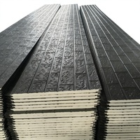 Panneau de revêtement métallique à motif de pierre craquelée blanc-gris, âme en mousse PU de 16 mm pour la décoration murale extérieure