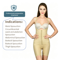 Vêtement post-opératoire une pièce à haute compression pour femme, couvrant la taille, l'abdomen et les fesses, avec fermeture avant
