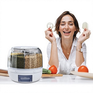 Organizador Multiusos Giratorio 360° de 6 Piezas, Plástico Gris, Tamaño Único, para Alimentos y Legumbres Secas, Hecho en Turquía - Product Image 1